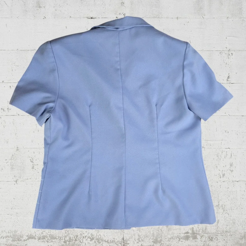 80s Vintage Willow Ridge Periwinkle Blue Retro Top Pants Set USA Made Size 14P